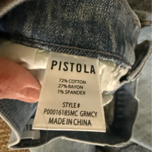 Pistola Light Wash Raw Hem Straight Flare Jeans Distressed Denim Sz 25 - Picture 12 of 16